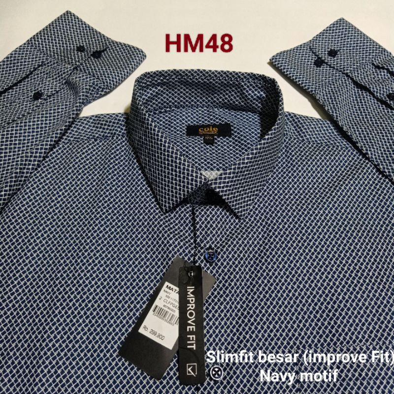 Slimfit Besar (Improve Fit) Kemeja Pria Lengan Panjang Merek Cole Branded Matahari Original