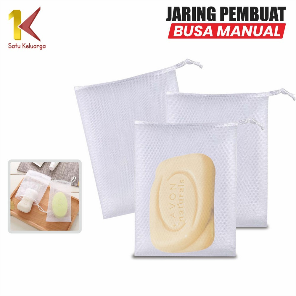 Satu Keluarga Jaring Sabun Mandi Serbaguna dengan Tali Gantung C1003 Jaring Halus Soap Foaming Kanto
