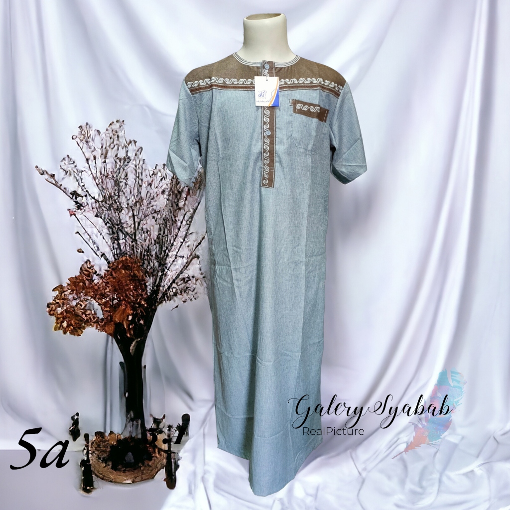 Gamis jubah IKAF pria dewasa saudi lengan pendek katun madinah