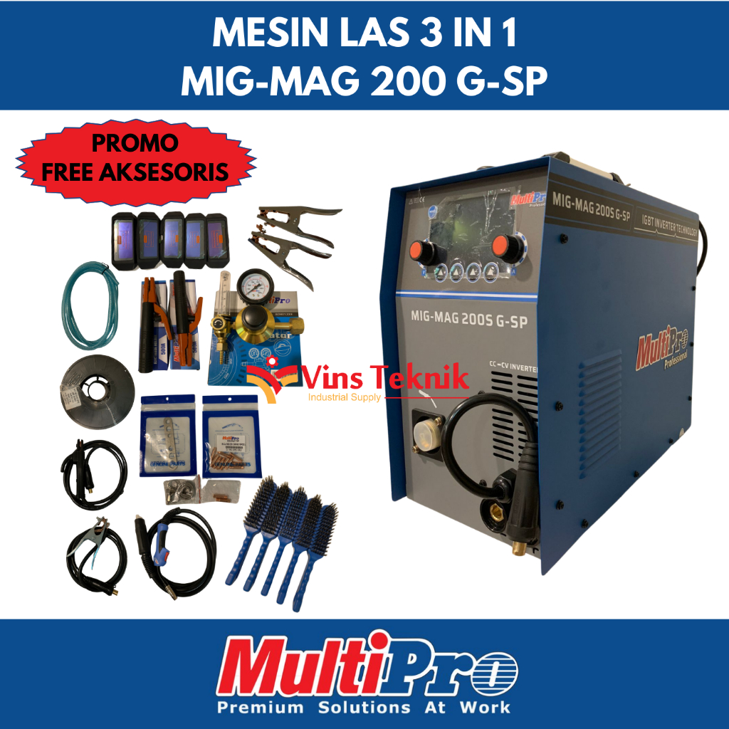 MESIN LAS 3 IN 1 ARGON MIG MAG 200 G-SP MULTIPRO MIG-MAG 200 GSP
