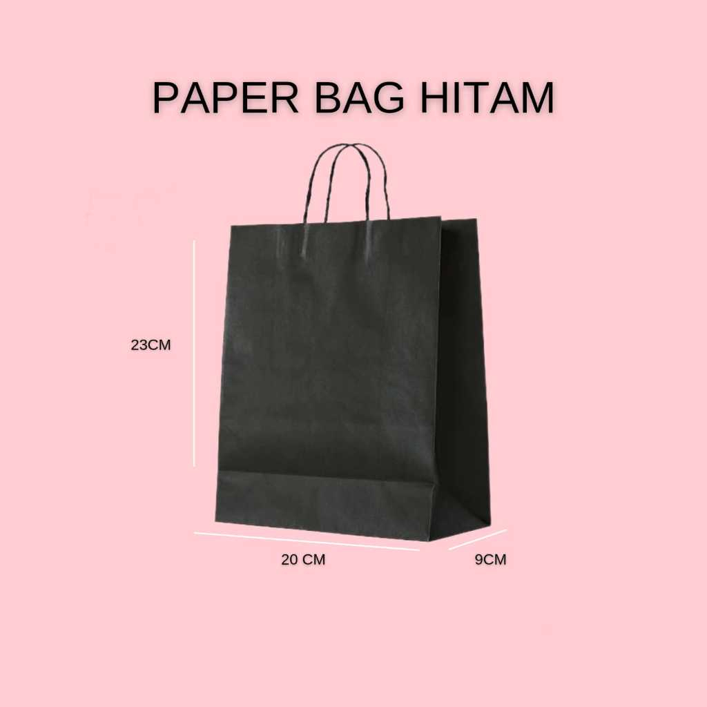 

Paper Bag / paper bag hitam polos / paper bag mini kado sourvenir packing ukuran 20x9x23cm