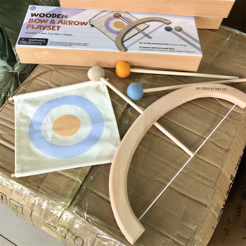 Wooden Bow and Arrow Playset - Mainan Panahan Kayu
