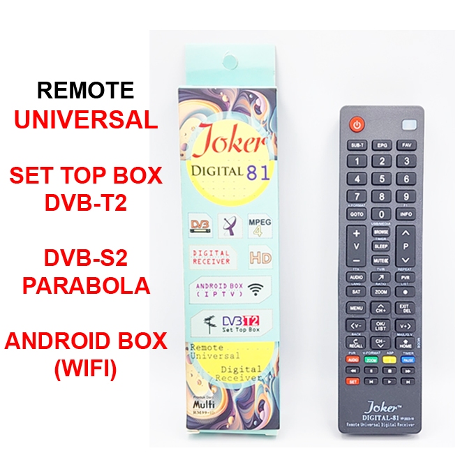 Remote remot joker digital-81 receiver parabola set top box dvb t2 android box wifi universal