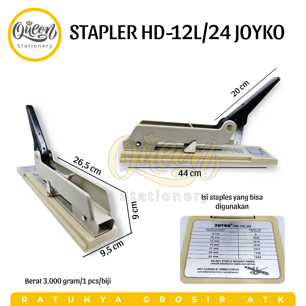 

1 PCS STAPLER HD-12L/24 JOYKO / STAPLES BESAR / STAPLES JILID TENGAH / HEAVY DUTY STAPLER