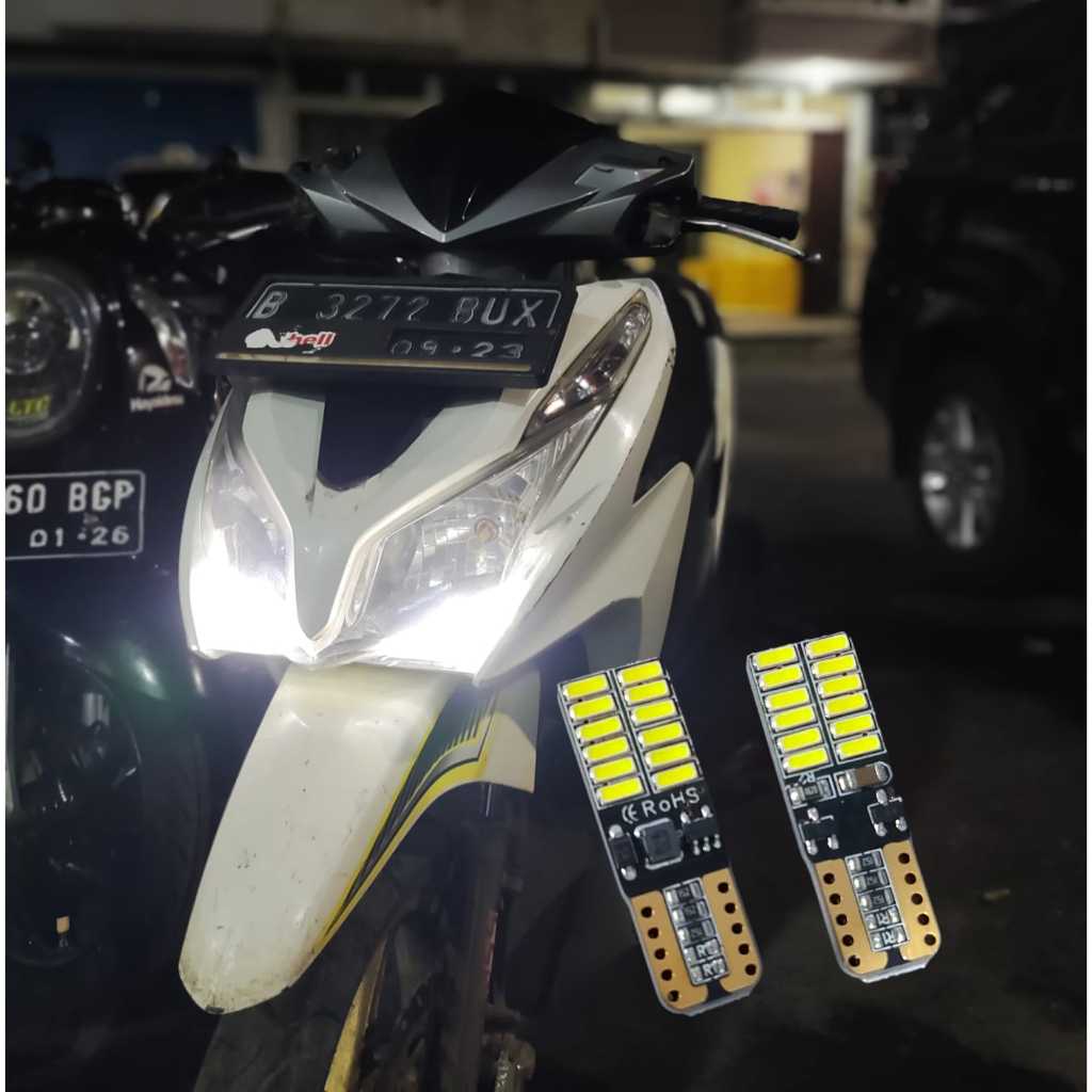 T10 W5W LED LAMPU SENJA MOTOR MOBIL - CHIP 4014 CANBUS 24 MATA 12V