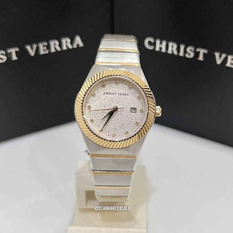 JAM TANGAN WANITA CHRIST VERRA CV 922707L-13 SLV STAINLESS ORIGINAL