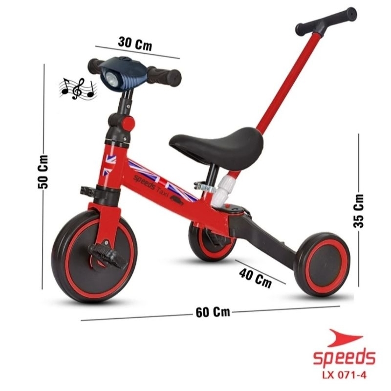 PRELOVED Sepeda Anak 2in1 Sepeda Mini Speeds Taxi Balance Bike merah