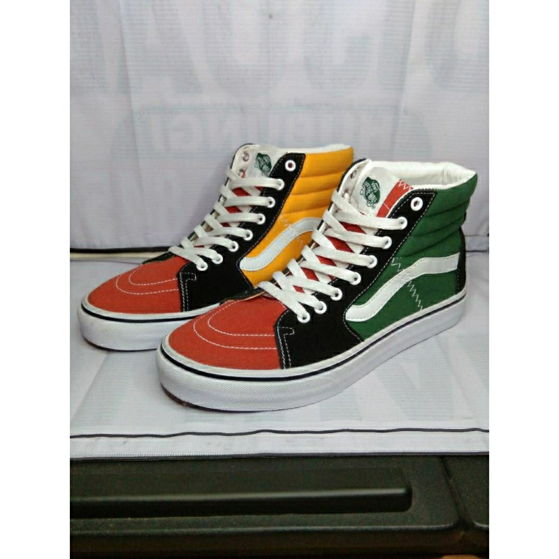 Sepatu VANS SK8 - Hi Varsity Multi-Color Blanc De Blanc size 40