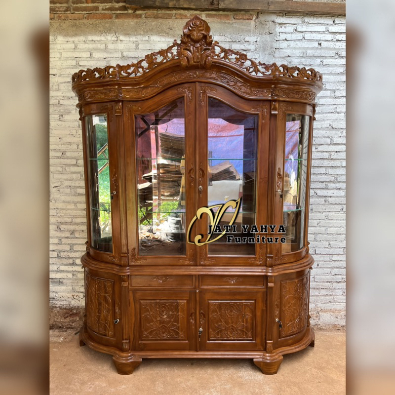 Lemari hias jati Paloma 4 pintu