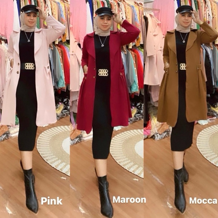 ART C15S Monza Long Blazer Korean Style  Bahan Suede Import  Jacket Panjang Wanita