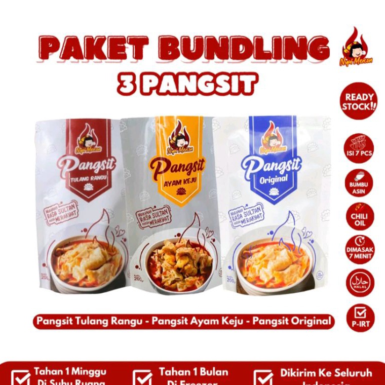 

NNC717 MEGA SALE PAKET BUNDLING 3 VARIAN pangsit tulang rangu Ayam keju Original ayam PANGSIT NYAI MERCON