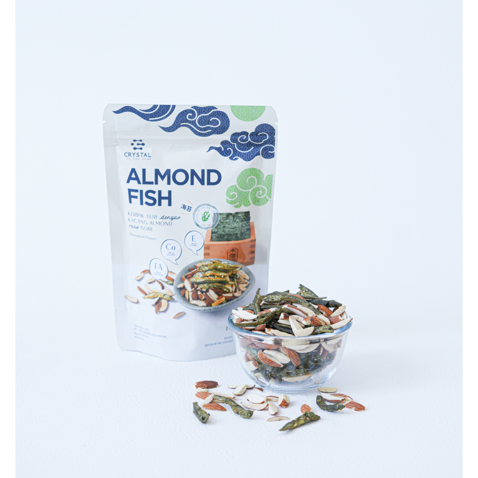 

Crystal of the Sea | Almond Fish Snack (Seaweed) 80gr / Ikan Teri Jengki Kacang Alamond Premium Rasa Seaweed