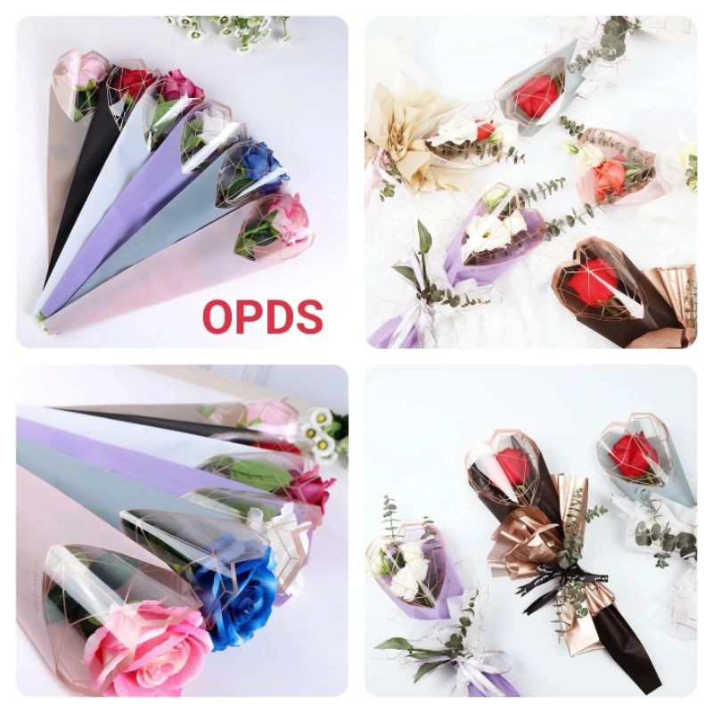 Plastik Bunga Mawar 1Tangkai (TANPA BUNGA) Plastik Single Rose Cellophane Wrapping Kantong Bunga