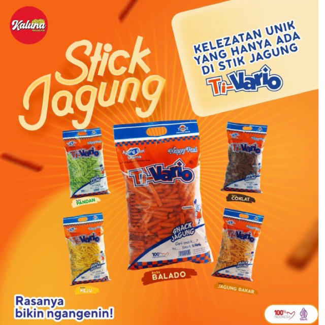 

STIK JAGUNG Ti Vario (GRATIS PACKING KARDUS) COKLAT,BALADO,KEJU,JAGUNG BAKAR