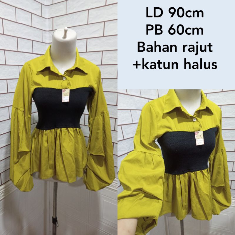 atasan blouse/kaos/tanktop/sabrina/vintage/scuba/kemeja lengan panjang