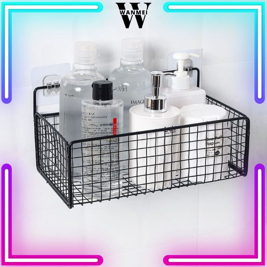 WM Rak Gantung Aluminium FREE Perekat / Holder Tanpa Paku / Rak Tempel Keramik Dinding Kamar Mandi D