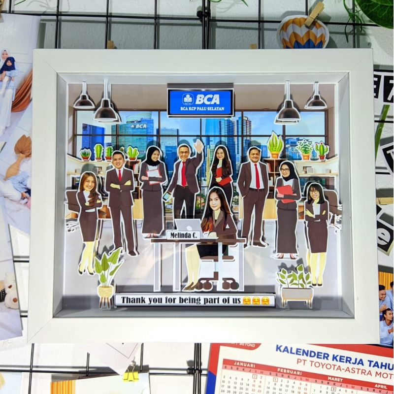 

Farewell Gift Kantor Tema Bank pop up 3D Scrapframe size 25x30 cm [3 HARI JADI!]