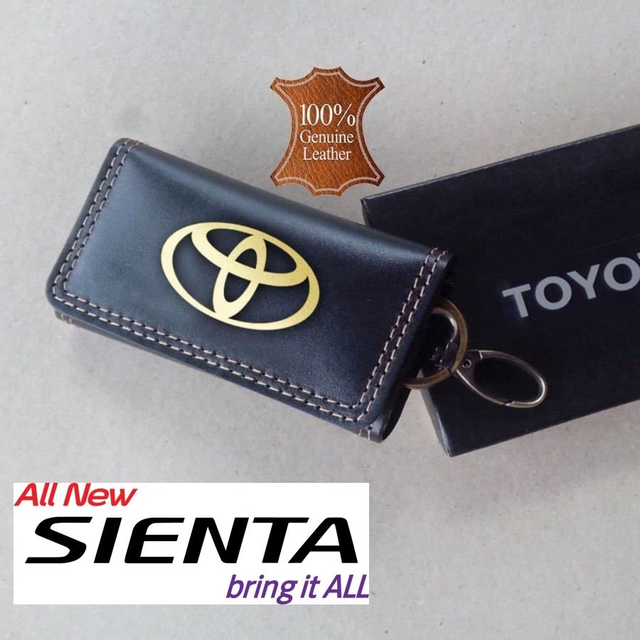 Gantungan Kunci KULIT ASLI DOMPET STNK Mobil TOYOTA SIENTA Keychain