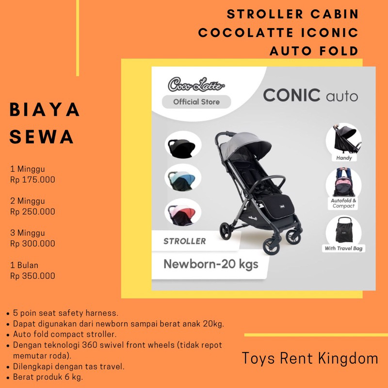 Stroller cocolatte conic auto fold / stroller bayi baby kabin cabin stroller travel traveling travel