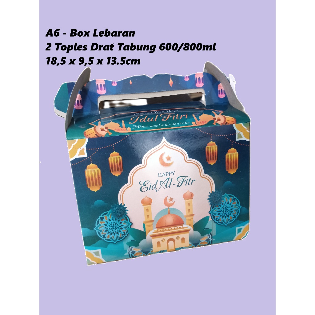 

A4 - Biru Box Lebaran / Kotak Hampers Idul Fitri (2 toples tabung drat 600/800ml)