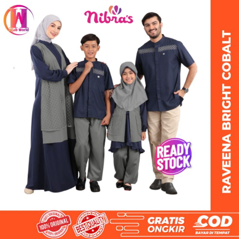 Nibras Raya Series Sarimbit Raveena Bright Cobalt Nibras 2024 / Baju Couple Keluarga Muslim /Sarimbi
