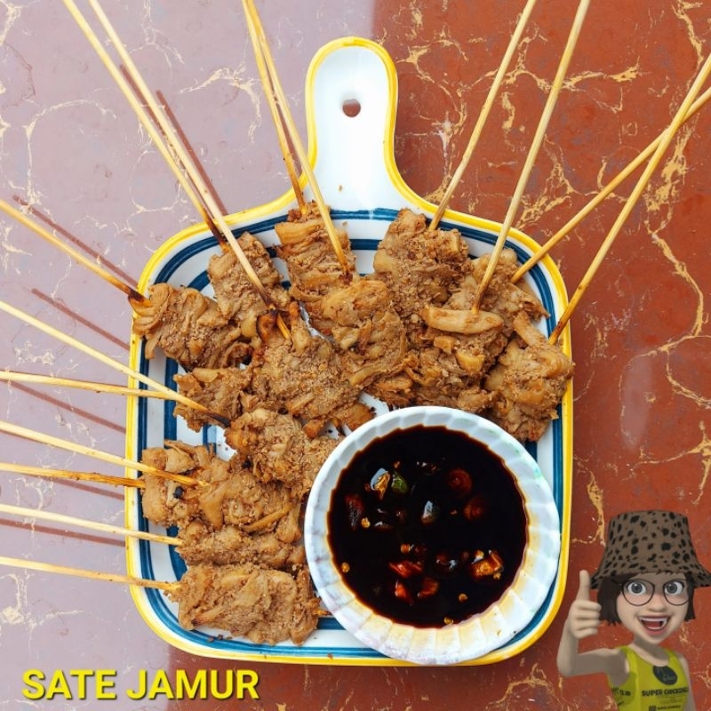 

sate jamur bumbu kacang dan bumbu kecap sate vegetarian