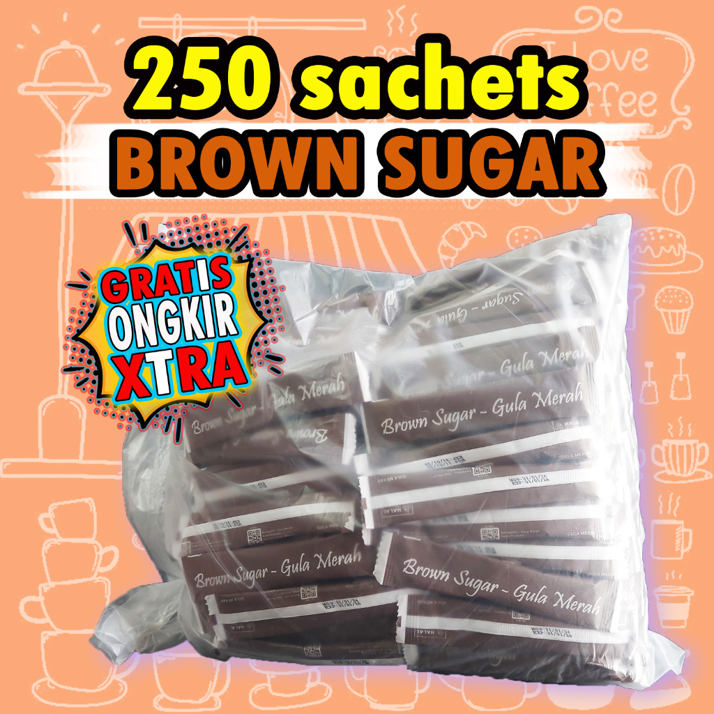 

GULA MERAH STICK - 250 SACHET - GULA AREN BROWN SUGAR BUBUK UNTUK CAFE RESTO HOTEL