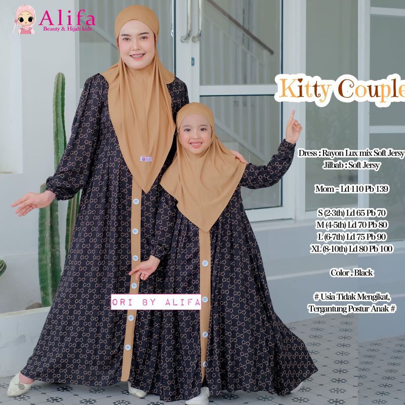 Kitty couple gamis set hijab ibu dan anak ori ALIFA