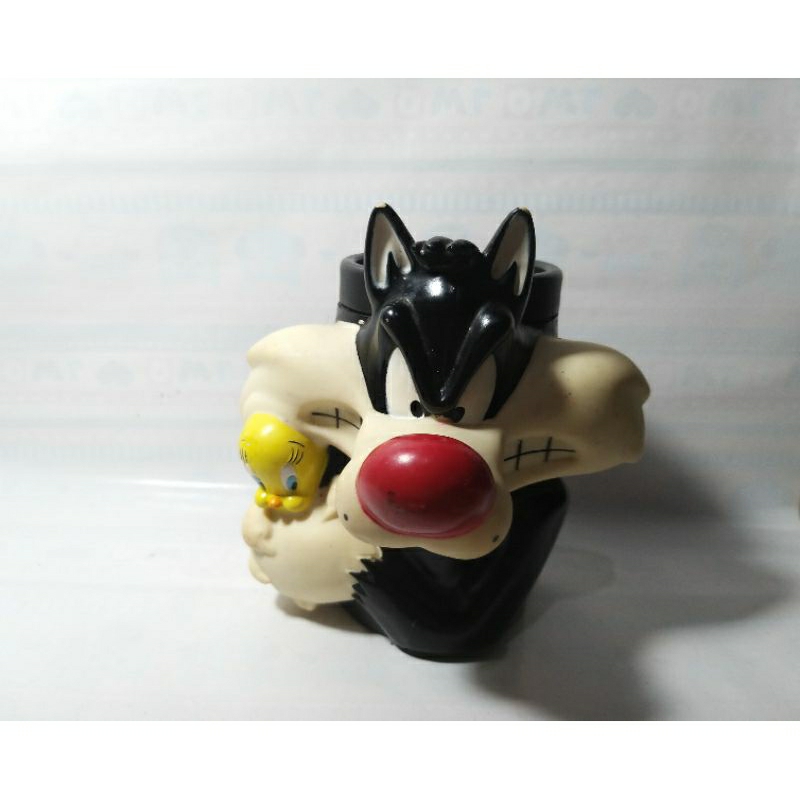 Mug Gelas Minum Cangkir Kucing Sylvester Silvester Cat Tweety Bird Drinking Glass Rare Jadul Vintage