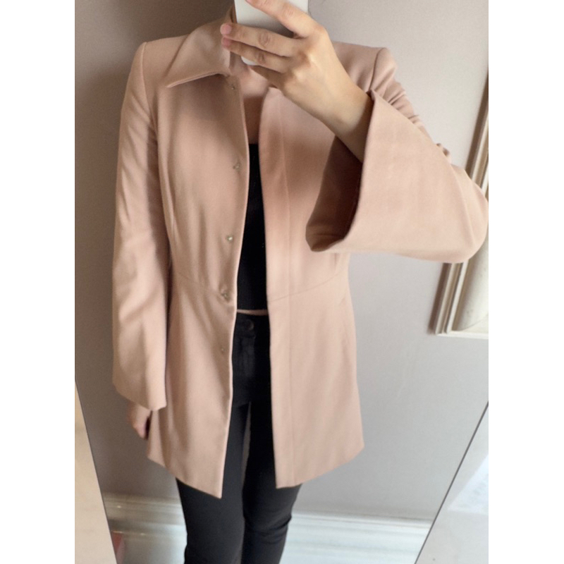 Preloved ZARA Baju Jacket Long Outer Jubah Mantel Coat Panjang Musim Dingin Gugur Autumn Winter Pink