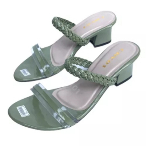 Sendal Heels Wanita Hak 5cm Terbaru Kekinian Sandal Hils Pesta Warna Hitam Hijau Olive Violet Hitam