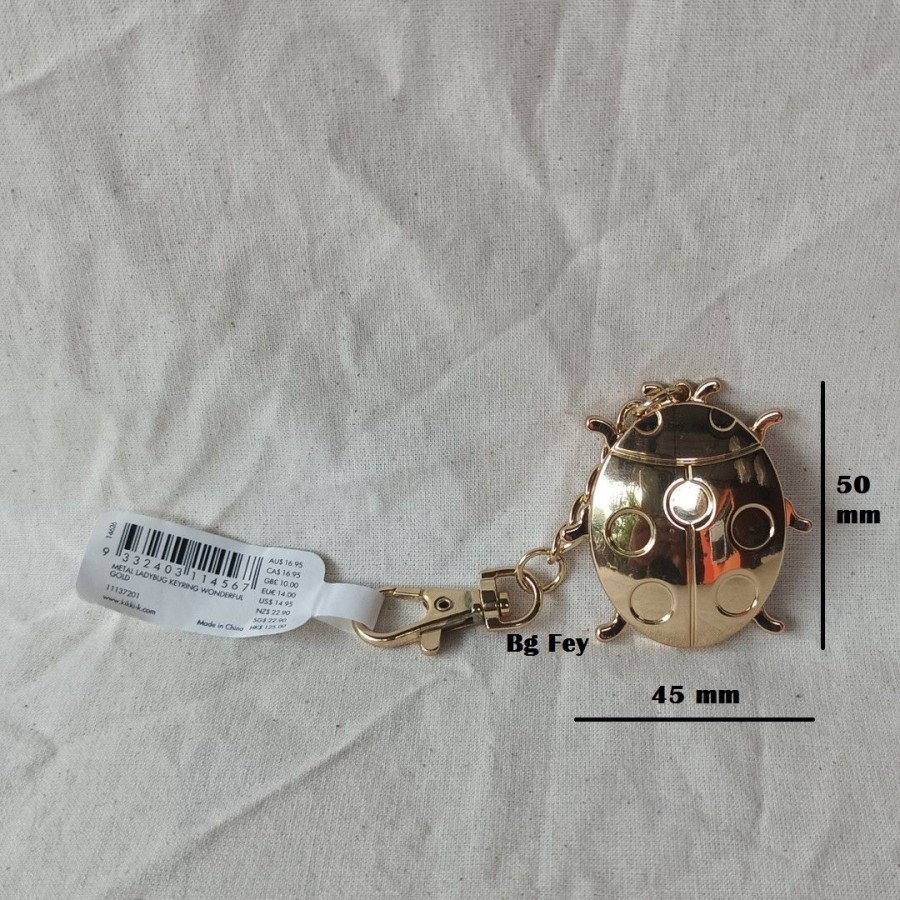 Kikki K Keychain Gantungan Kunci Metal Ladybug kepik warna emas