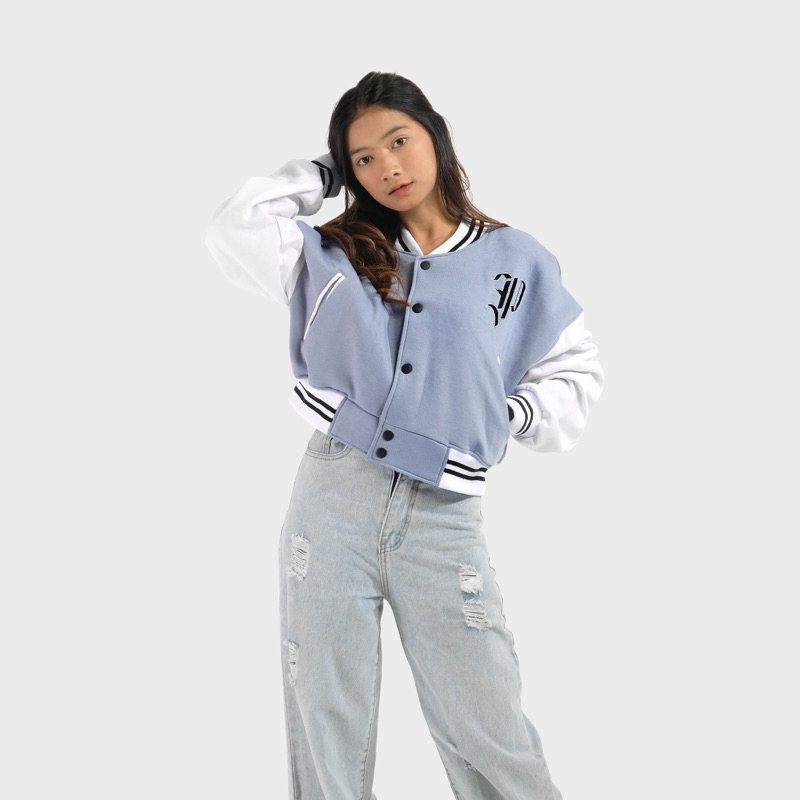 New Phompphiess Jacket Varsity Crop Oversize Jaket Baseball Crop
