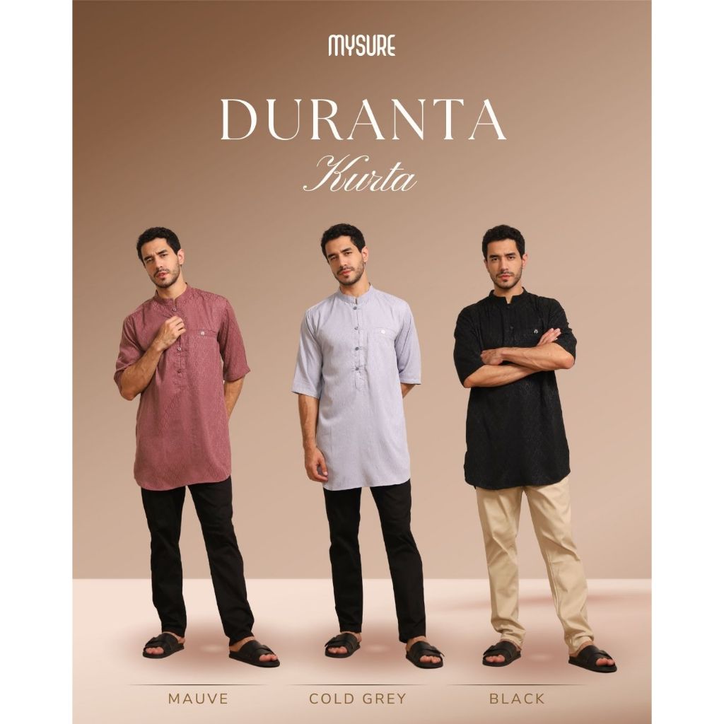 MYSURE Duranta Kurta Koko Pakaian Pria Muslim Lengan Pendek Couple Series Bahan Dobby Annisa