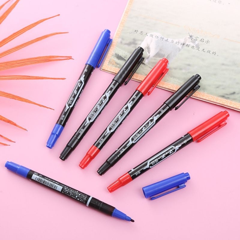 

Pulpen Spidol Permanent Dual Tip 2 in 1 / Pena Marker Dua Fungsi / spidol permanent waterproof / twin pen