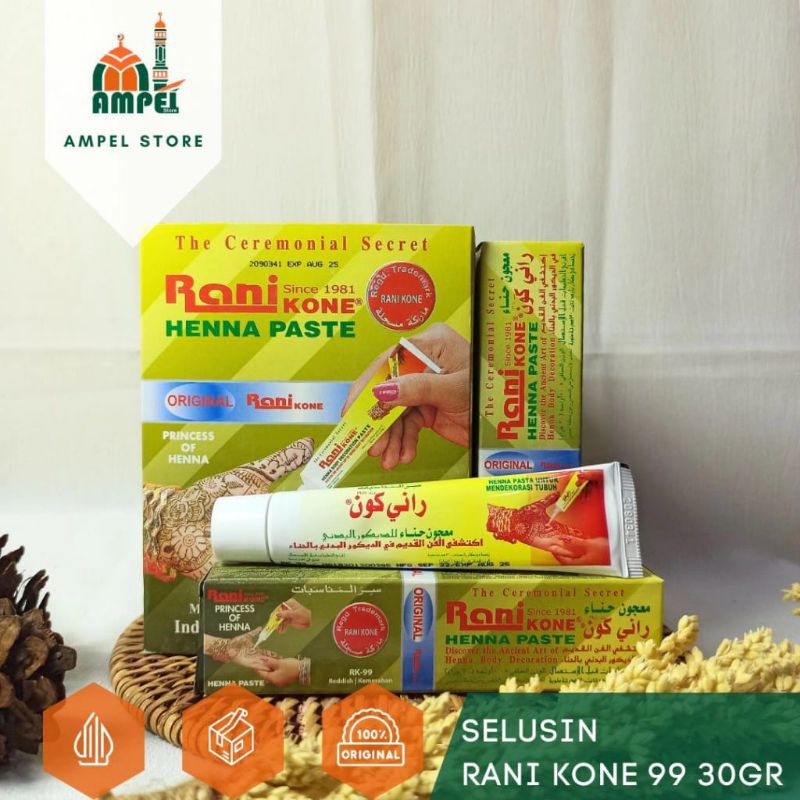 Cat Kuku Rani kone Hena Paste merah maroon terang dan tahan lama