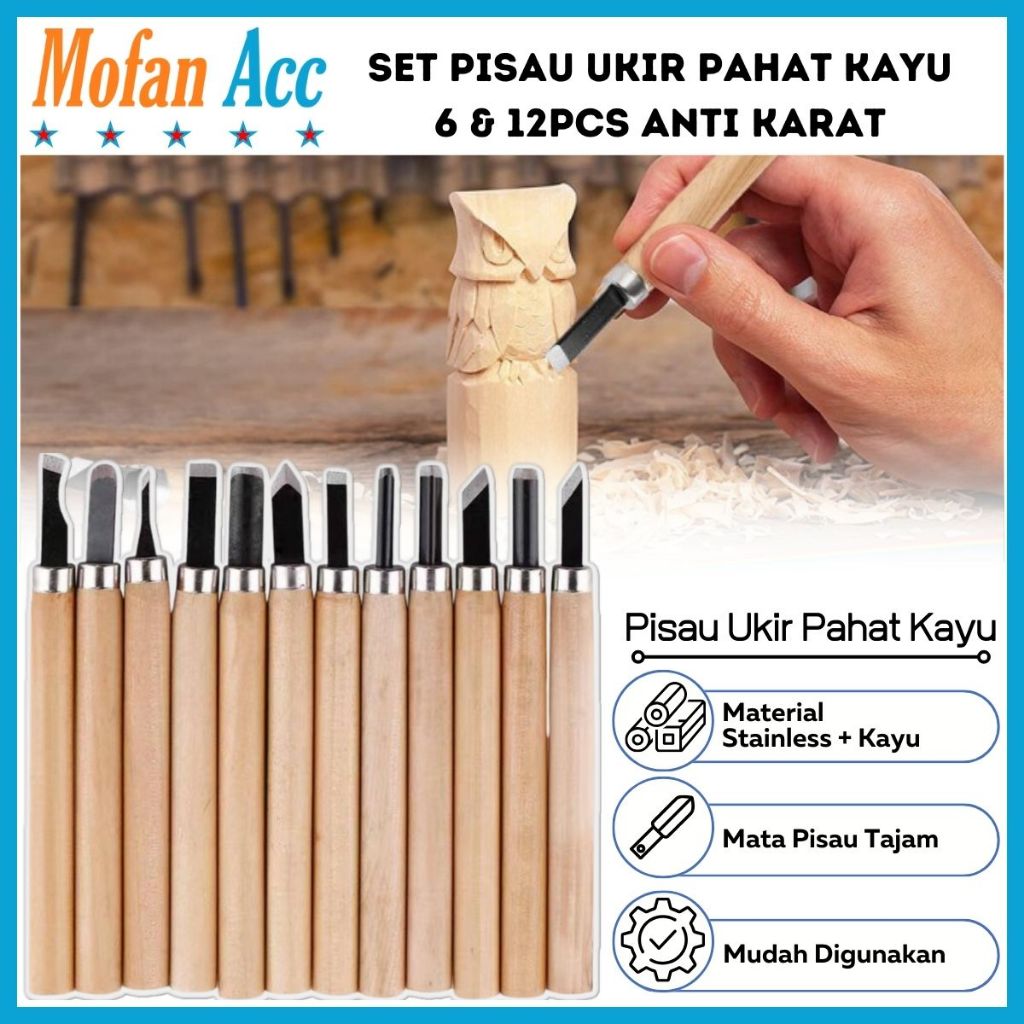 

Set Pisau Ukir Pahat Kayu 6pcs 12pcs / Wood Carving Knife / Alat Seni Kerajinan Tangan Untuk Mengukir Mengikis Memahat Kayu Acrylic Bonsai Buah Pisau Kikis Bentuk Super Tajam Anti Karat Multifungsi