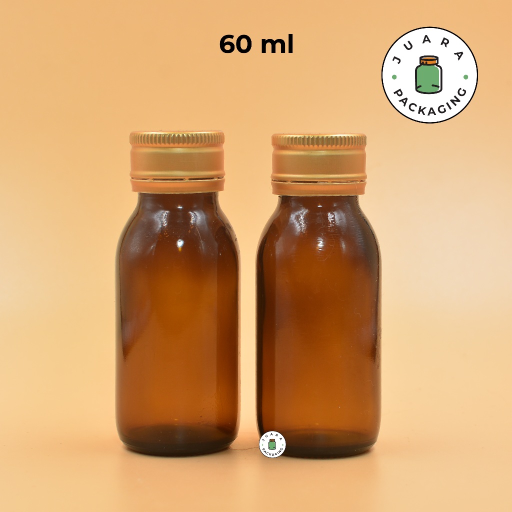 Botol Kaca Amber 60ml Botol Obat Kaca Coklat Tutup Press Obat Sirup 60 ml