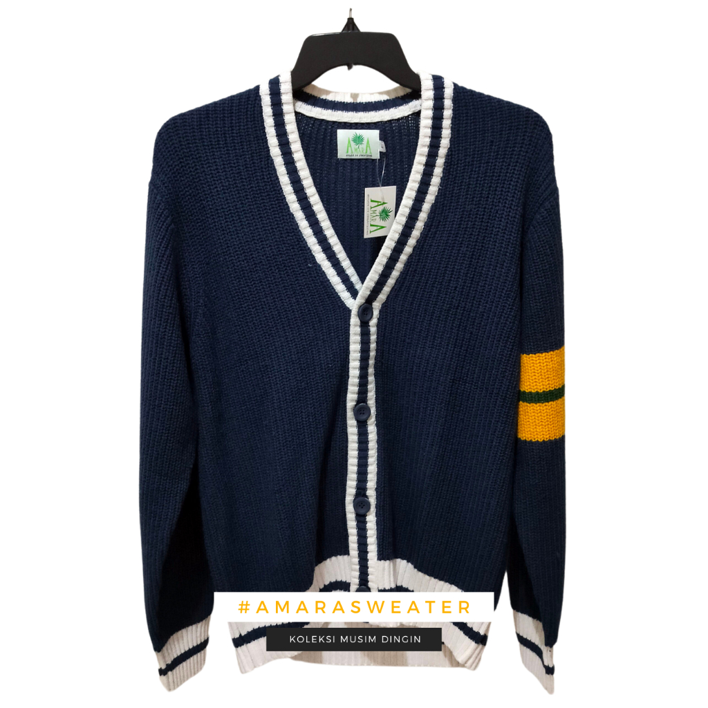 amara Cozy Navy Knitted Champion Cardigan | Sweater Unisex