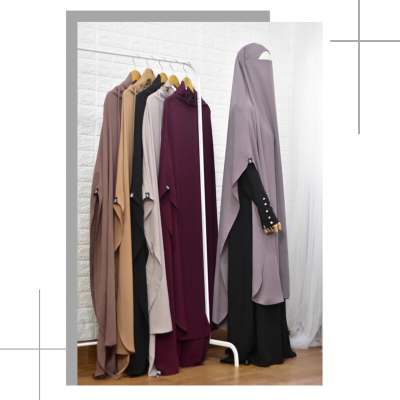 LADY LONG & MIDI FK Instan Karet (French Khimar) + Free Cadar Tali By Lady Flow