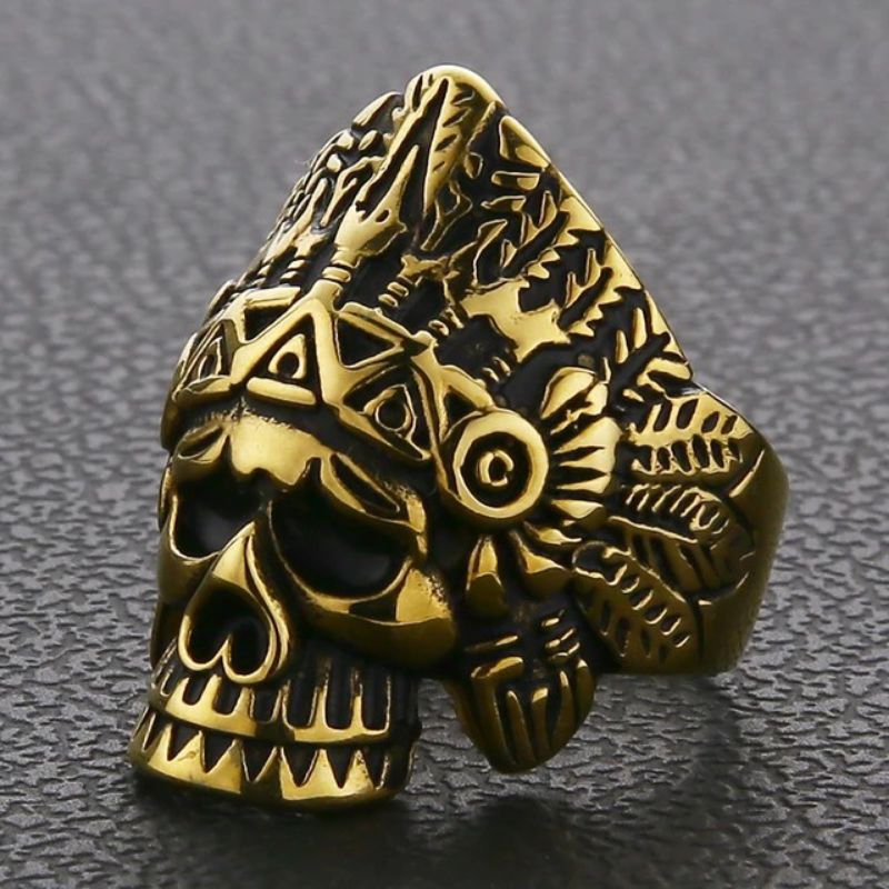 Cincin Retro Punk Tengkorak Indian Ring Skull Adjustable