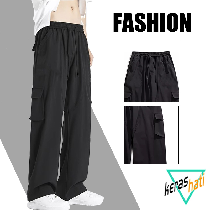 Celana cargo panjang pria celana gombrong skena celana pria korean style longgar celana joger celana