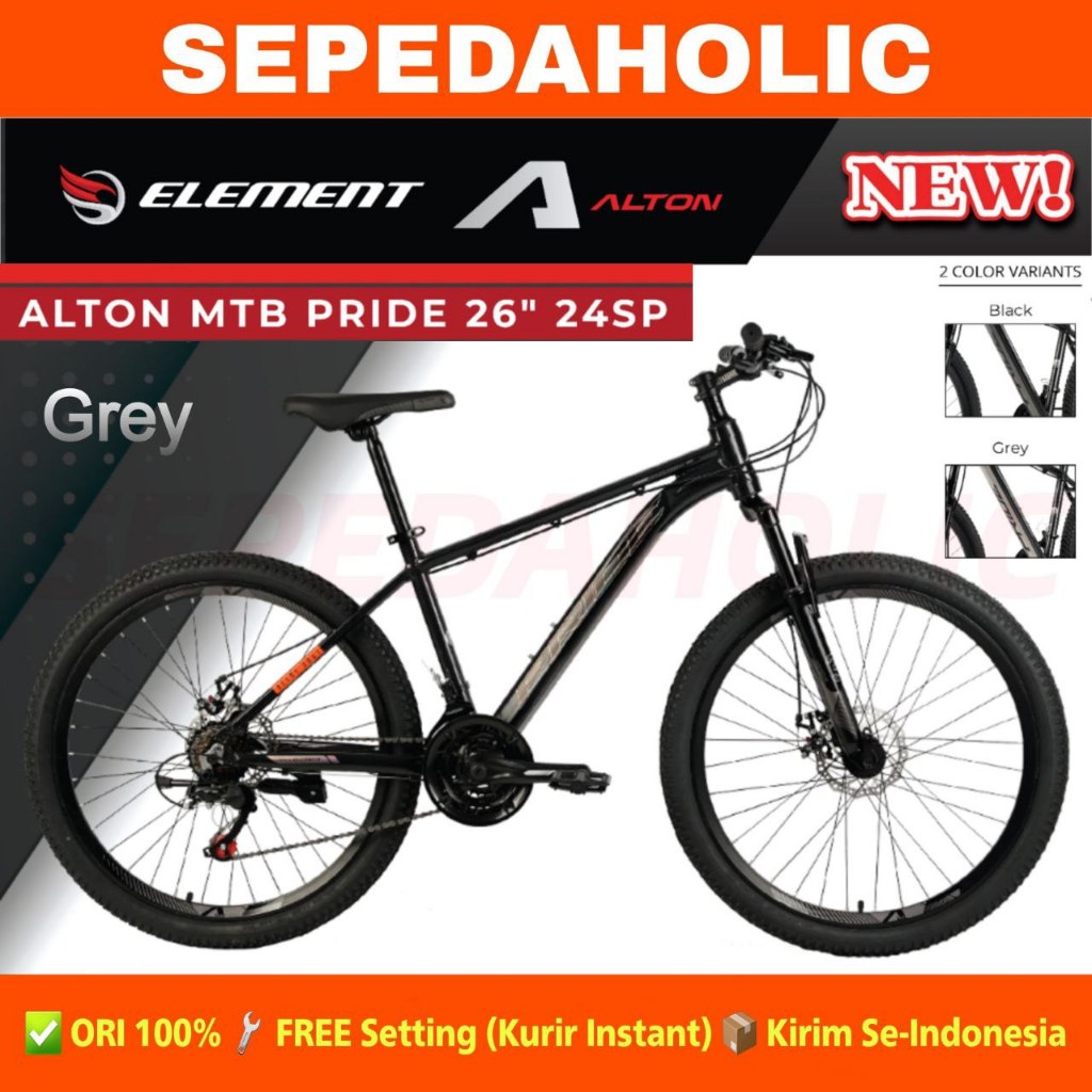 Sepeda Gunung MTB ELEMENT ALTON PRIDE Ukuran 26 Inch Alloy 24 Speed