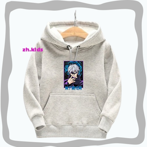 Jaket Sweater Anak Laki Laki Permpuan Usia 2 sampai 12 Tahun Jaket Hoodie Anak JJK GOJO SATORU