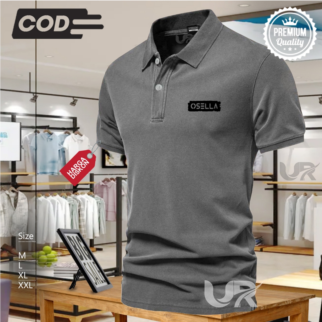 COD - Tshirt POLO Kerah Osella Blok Hitam - Kaos Kerah Dewasa Shirt / Kaos Wangki Pria Polo / Kaos P