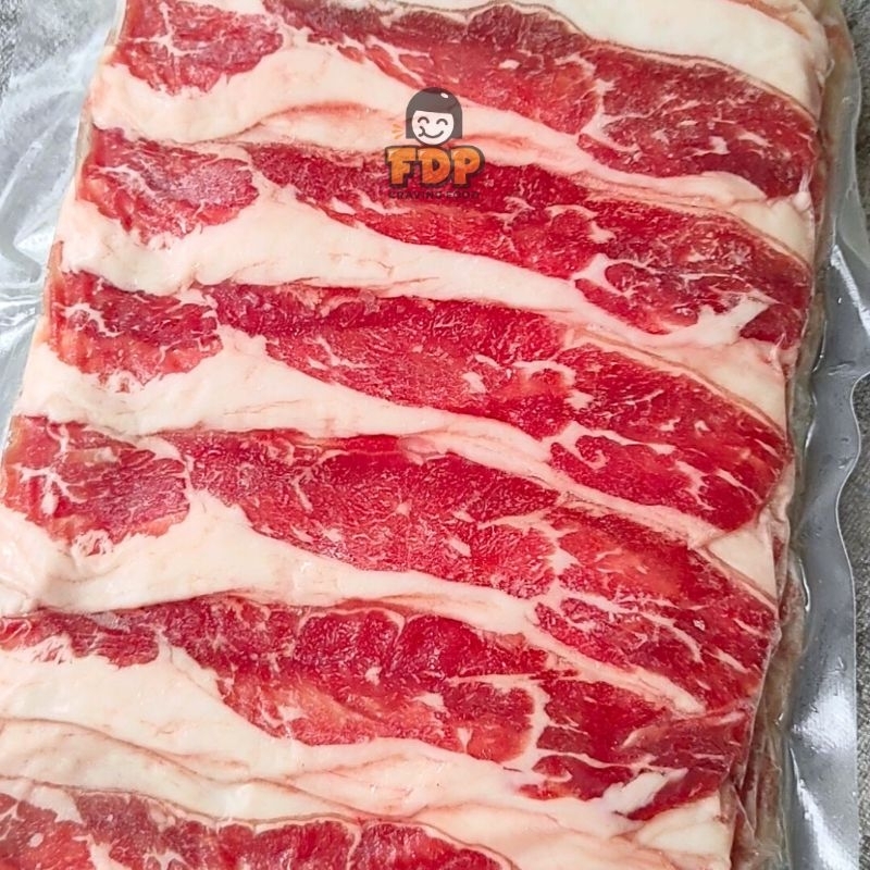 

BEEF SLICE SHORTPLATE USA / DAGING SAPI IRIS / GRILL / SUKIYAKI / YOSHINOYA - 250 GRAM