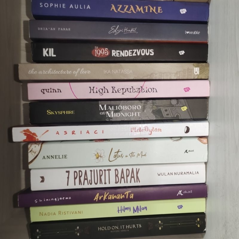 preloved original buku novel au nct. rendezvous, hilmy milan, lotus in the mud, 7 prajurit bapak, ma