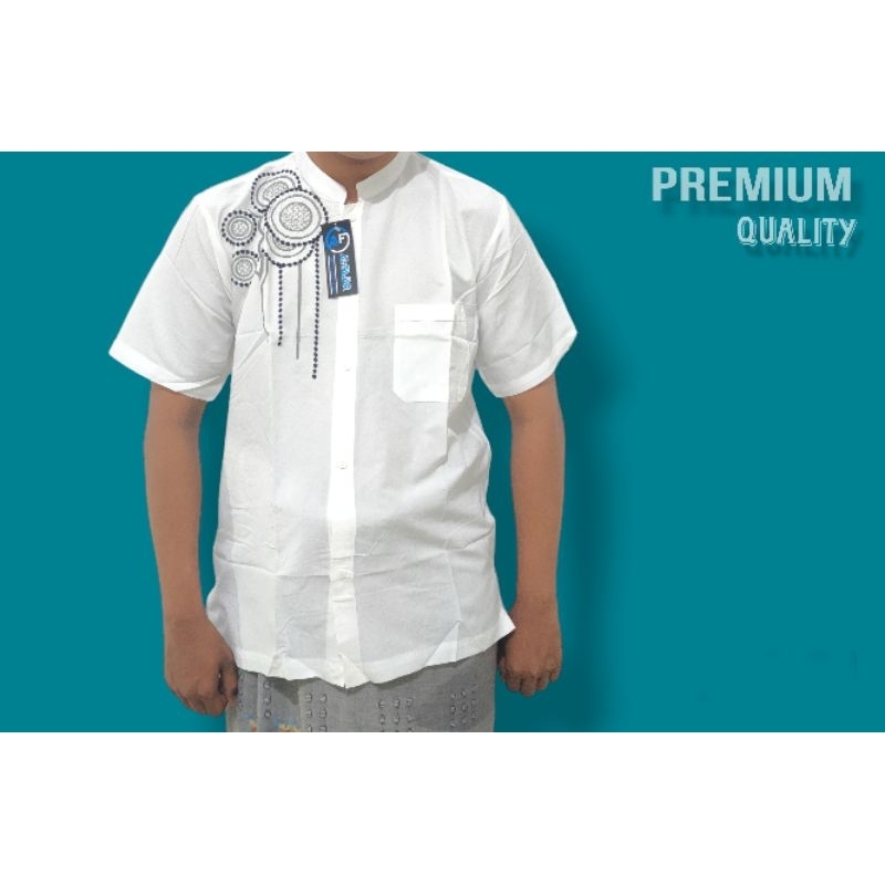 BAJU MUSLIM / BAJU KOKO PUTIH / KOKO PUTIH / TAQWA PUTIH PRIA LENGAN PENDEK | TAQWA KEREN MOTIF BARU