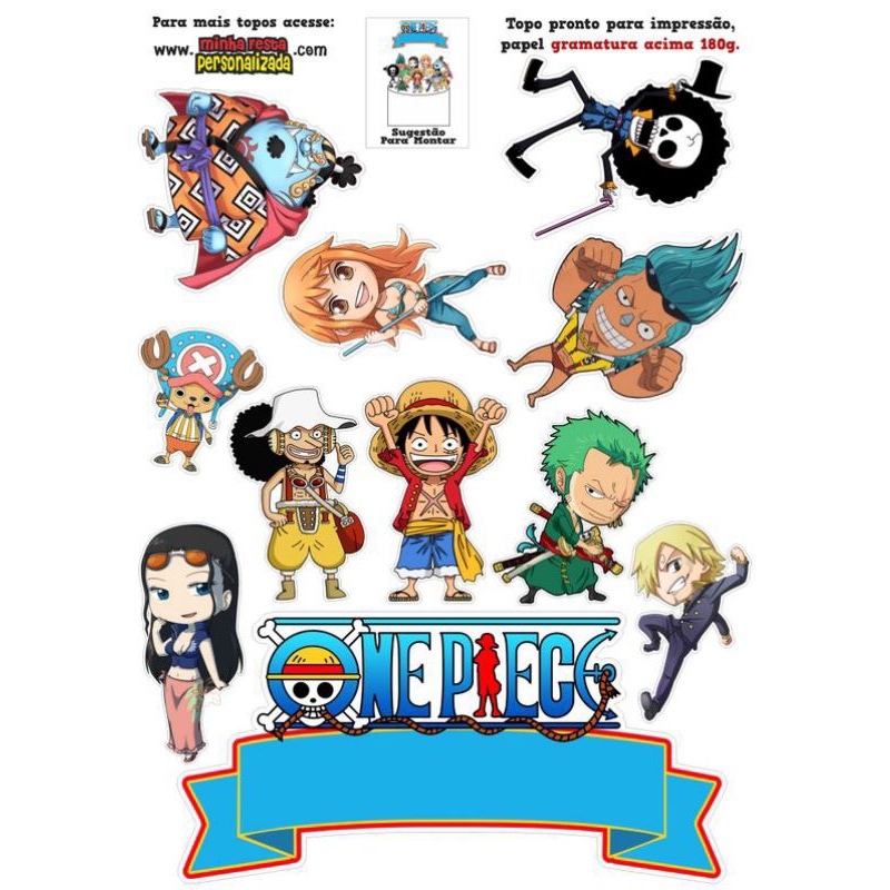 Cetak Topper One Piece, Topper Kue Ultah