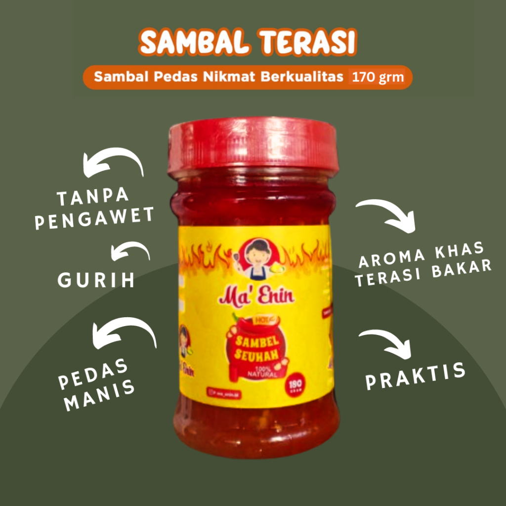 

MA_ENIN sambal terasi sambal terasi bawang tomat pedas sambel terasi uleg instan kemasan siap saji Sambal Terasi Pedas Gurih Rumahan Sambel Ulek Lalap Goreng Khas Sunda